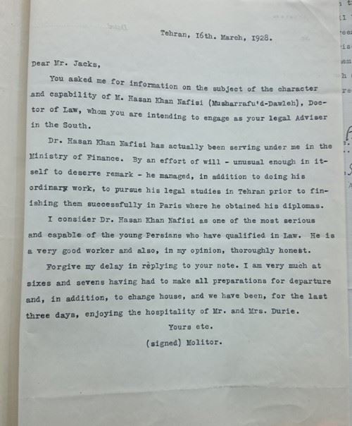 توصیه نامه مولیتر 1928